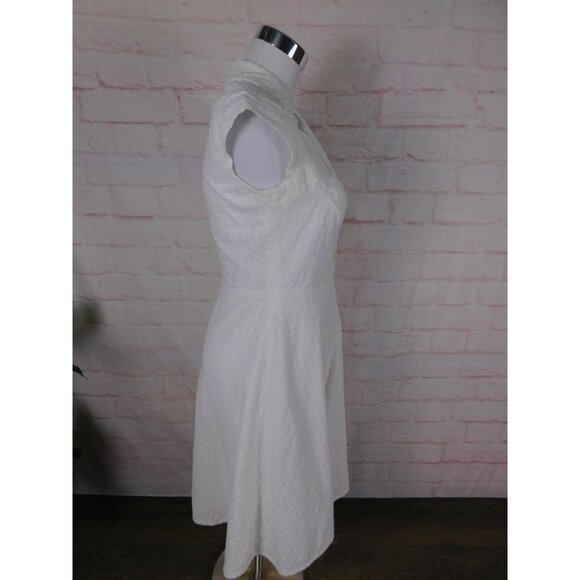 Calvin Klein White Textured Button-Front Cap Sleeve A-Line Dress Sz 2 - Picture 6 of 11